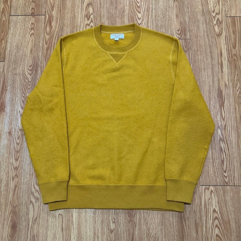 Wallace & Barnes Men's Sweatshirt Large Merino Wool Yellow Preppy Pullover